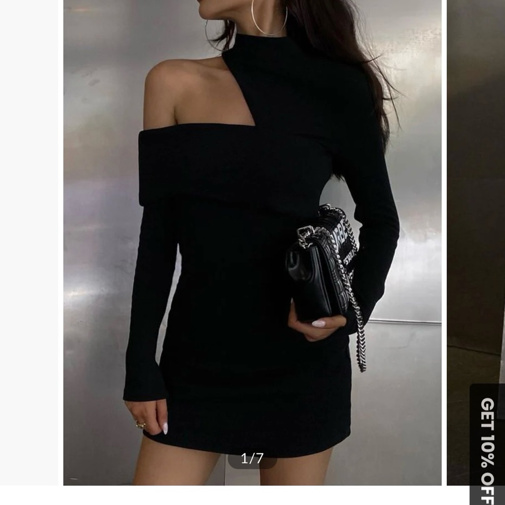 Black mock neck dress